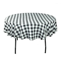 90 in. Round Polyester Tablecloth Black & White Checker 90 in. Round Polyester Tablecloth Black & White Checker