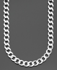 Chunky curb links make a strong statement of confident style in sterling silver. Length measures 20 inches. Chunky curb links make a strong statement of confident style in sterling silver. Length measures 20 inches.