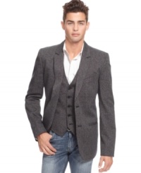 You'll be looking sharp with this Wesley Stripe Blazer by Guess Jeans.