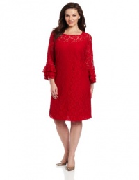 Jessica Howard Women's Plus-Size 3/4 Tiered Flutter Sleeve Scoop Neck Shift Dress Jessica Howard Women's Plus-Size 3/4 Tiered Flutter Sleeve Scoop Neck Shift Dress