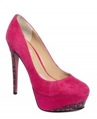 With pretty patterned detail on the platform and heel, Paris Hilton's Amber pumps offer a unique spin on a classic silhouette. With pretty patterned detail on the platform and heel, Paris Hilton's Amber pumps offer a unique spin on a classic silhouette.
