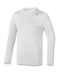 Champion Youth Double Dry Long Sleeve Compression Tee Y323-V, White, YM Champion Youth Double Dry Long Sleeve Compression Tee Y323-V, White, YM