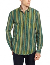 Calvin Klein Jeans Men's Cryonic Stripe Long Sleeve Woven, Barberry Green, Medium Calvin Klein Jeans Men's Cryonic Stripe Long Sleeve Woven, Barberry Green, Medium