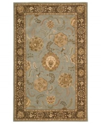 A muted blue field is accented with rich tones of beige and brown on this beautiful rug from Nourison. Incredibly soft New Zealand wool is tufted by hand and highlighted with pure silk for a truly majestic look and feel. A muted blue field is accented with rich tones of beige and brown on this beautiful rug from Nourison. Incredibly soft New Zealand wool is tufted by hand and highlighted with pure silk for a truly majestic look and feel.