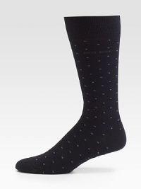 A delicate dot pattern with logo embroidery adorns these comfortable, stretch cotton socks.Mid-calf height34% polyamide/32% modal/32% cotton/2% elastaneMachine washImported