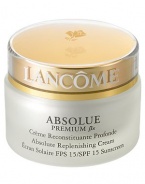 Fight visible effects of age and hormonal changes. Absolue Premium Bx SPF 15 Cream revolutionizes skin replenishment by combining two advanced discoveries in one luxuriously rich cream: Pro-Xylane, a patented scientific breakthrough, an exceptional and precise molecule, restores essential moisture deep in the structure of skin's surface. Skin regains youthful substance, firmness, and radiance-as if signs of aging are visibly repaired.