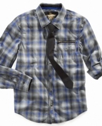 Preppy and cool. He'll adore this plaid shirt from Epic Threads with or without the tie. Preppy and cool. He'll adore this plaid shirt from Epic Threads with or without the tie.