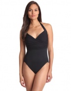 Gottex Women's Beach GoDDess Surplice Halter One Piece, Classic Black, 14