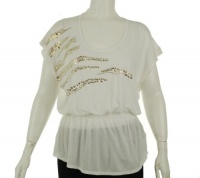 Calvin Klein Twisted Sleeve Embellished Top White Calvin Klein Twisted Sleeve Embellished Top White