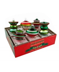Oldies but goodies, Christopher Radko's Shiny Brite ornaments are striped in the merriest hues and shimmering glitter for an extra touch of shine. A variety of vintage-style shapes keeps things interesting year after year. Oldies but goodies, Christopher Radko's Shiny Brite ornaments are striped in the merriest hues and shimmering glitter for an extra touch of shine. A variety of vintage-style shapes keeps things interesting year after year.