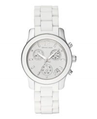 A can't-live-without white watch from classic designer Michael Kors. Available first at Macy's! A can't-live-without white watch from classic designer Michael Kors. Available first at Macy's!