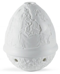 A traditional symbol of the season, this candle holder features a handcrafted nativity scene in beautiful white porcelain that glows beautifully when a candle is lit. From Lladro. A traditional symbol of the season, this candle holder features a handcrafted nativity scene in beautiful white porcelain that glows beautifully when a candle is lit. From Lladro.