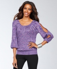 A chic, couture-inspired zigzag knit makes the holiday season bright with flecks of shimmering metallic thread. INC's sweater is lightweight enough to layer, but cute enough to stand alone. A chic, couture-inspired zigzag knit makes the holiday season bright with flecks of shimmering metallic thread. INC's sweater is lightweight enough to layer, but cute enough to stand alone.