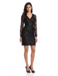 Adrianna Papell Women's Long Sleeve Lace V Neck Dress Adrianna Papell Women's Long Sleeve Lace V Neck Dress