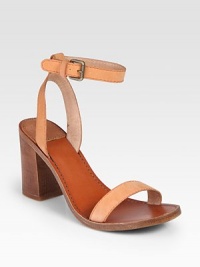 Rustic leather style accompanied by a natural wooden block heel and adjustable ankle strap can be perfectly paired with your favorite floral-print sundress. Wooden heel, 3½ (90mm)Leather upperLeather lining and soleImportedOUR FIT MODEL RECOMMENDS ordering true size. Rustic leather style accompanied by a natural wooden block heel and adjustable ankle strap can be perfectly paired with your favorite floral-print sundress. Wooden heel, 3½ (90mm)Leather upperLeather lining and soleImportedOUR FIT MODEL RECOMMENDS ordering true size.
