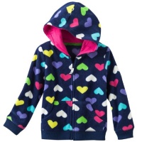 Carter Girls 2T-4T Micro Fleece Heart Hoodie (4T, Navy)