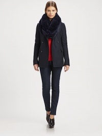 Light wool crepe tailored in a classic double-breasted style, edged with raw seam trim.Notch collarDefined shouldersButton-frontContour seamsFlap pocketsAbout 26 from shoulder to hem70% wool/20% polyamide/10% cashmereDry cleanImportedModel shown is 5'11 (180cm) wearing US size Small.This style runs large. We recommend ordering one size down for a standard fit. Light wool crepe tailored in a classic double-breasted style, edged with raw seam trim.Notch collarDefined shouldersButton-frontContour seamsFlap pocketsAbout 26 from shoulder to hem70% wool/20% polyamide/10% cashmereDry cleanImportedModel shown is 5'11 (180cm) wearing US size Small.This style runs large. We recommend ordering one size down for a standard fit.
