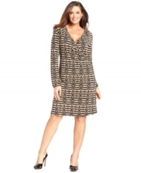 Wrap up a chic work look with Jones New York Signature's printed plus size dress. Wrap up a chic work look with Jones New York Signature's printed plus size dress.