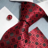 Red Checkered Woven Silk Neckie Handkerchiefs Cufflinks Present Box Set crimson gift fathers Pointe Tie PH1123 One Size Crimson Red Checkered Woven Silk Neckie Handkerchiefs Cufflinks Present Box Set crimson gift fathers Pointe Tie PH1123 One Size Crimson