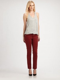 Sleek and slim in lightweight stretch denim, tailored with a sophisticated ankle crop. THE FITRise, about 7Inseam, about 30THE DETAILSButton closureZip flyFive-pocket style98% supima cotton/2% elastaneMachine washMade in USA of imported fabricModel shown is 5'10 (177cm) wearing US size 4. Sleek and slim in lightweight stretch denim, tailored with a sophisticated ankle crop. THE FITRise, about 7Inseam, about 30THE DETAILSButton closureZip flyFive-pocket style98% supima cotton/2% elastaneMachine washMade in USA of imported fabricModel shown is 5'10 (177cm) wearing US size 4.