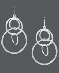 Going around in circles has never been so fun. Touch of Silver's chic earring style features four overlapping circles set in silver-plated steel with a sterling silver ear finding for sensitive ears. Approximate drop: 1-2/5 inches.