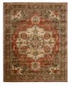 For the Jaipur collection Nourison uses a unique herbal wash to create the silky sheen and antique appearance of these fine wool rugs. In an earthy red palette with an ornate yet structural motif, the rug enhances your home with lavishly elegant style.