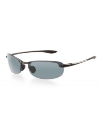 Crafted with +1.5 magnification, the Maui Jim Makaha reader features an invisible polycarbonate-encased bi-focal, positioned to optimize views near and far. The lens is polarized and offers glare and UV protection. Crafted with +1.5 magnification, the Maui Jim Makaha reader features an invisible polycarbonate-encased bi-focal, positioned to optimize views near and far. The lens is polarized and offers glare and UV protection.