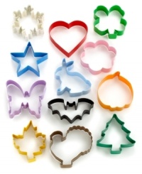 Be prepared to bake! You're set to wow friends and please taste buds whenever you want with this smart set of cookie cutters, which includes shapes for every occasion. Ready for Halloween, Thanksgiving, Christmas, Valentine's Day and all of your other favorite days of the year! Be prepared to bake! You're set to wow friends and please taste buds whenever you want with this smart set of cookie cutters, which includes shapes for every occasion. Ready for Halloween, Thanksgiving, Christmas, Valentine's Day and all of your other favorite days of the year!