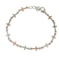 Rose Gold and Silver Tone Cross Bracelet Rose Gold and Silver Tone Cross Bracelet
