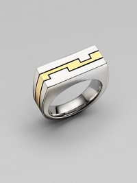 From the Nile Collection. A sleek, square-edged silhouette in sterling silver with a linear zigzag goldplated stripe.Sterling silverGoldplatedWidth, about ¾Imported