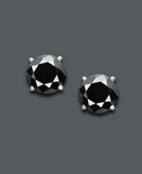 A pop of sparkle in dynamic color. These not-so-average diamond studs are crafted from round-cut black diamonds (3 ct. t.w.) for a bold effect. Set in 14k white gold. Approximate diameter: 1/4 inch. A pop of sparkle in dynamic color. These not-so-average diamond studs are crafted from round-cut black diamonds (3 ct. t.w.) for a bold effect. Set in 14k white gold. Approximate diameter: 1/4 inch.