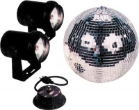American Dj M-502L 12 Inch Mirror Ball Package With 2 Pinspots American Dj M-502L 12 Inch Mirror Ball Package With 2 Pinspots