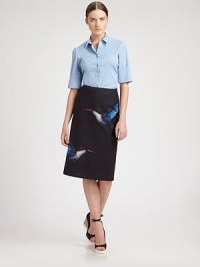 This beautiful crisp, cotton silhouette is printed with a charming hummingbird pattern.Concealed side zipCotton liningAbout 28 longCottonDry cleanMade in Italy of imported fabricModel shown is 5'11½ (181cm) wearing US size 4. This beautiful crisp, cotton silhouette is printed with a charming hummingbird pattern.Concealed side zipCotton liningAbout 28 longCottonDry cleanMade in Italy of imported fabricModel shown is 5'11½ (181cm) wearing US size 4.