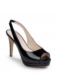 THE LOOKPatent leather designPeep-toeElastic slingbackPadded insoleSelf-covered heel 4 (100mm)THE MATERIALLeather upperLeather lining and soleORIGINImported THE LOOKPatent leather designPeep-toeElastic slingbackPadded insoleSelf-covered heel 4 (100mm)THE MATERIALLeather upperLeather lining and soleORIGINImported