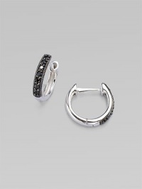 A delicate piece accented with rich, black diamonds, perfect for pairing with your favorite charm or on it's own. Black diamonds, 0.11 tcw18k white goldHinge-and-post backImported A delicate piece accented with rich, black diamonds, perfect for pairing with your favorite charm or on it's own. Black diamonds, 0.11 tcw18k white goldHinge-and-post backImported
