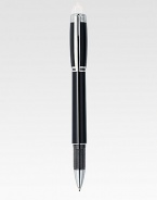 From the Origin Collection, this Fineliner with spring mechanism is set in sterling silver with black resin barrel and cap.FinelinerResin with embossed logo emblemPlatinum-plated clipUses Fineliner and Rollerball refillsAbout 5½ longMade in Germany