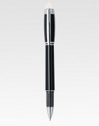 From the Origin Collection, this Fineliner with spring mechanism is set in sterling silver with black resin barrel and cap.FinelinerResin with embossed logo emblemPlatinum-plated clipUses Fineliner and Rollerball refillsAbout 5½ longMade in Germany