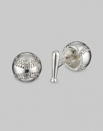 From the Sports Collection. Hit a stylistic home run with baseball and bat links in rich sterling silver. Sterling silver Back bat closure About ½ diam. Made in USA