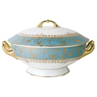 Inspired by the flamboyant designs of the 19th century, Eden Turquoise is both refined and sophisticated. This Limoges porcelain dinnerware service is a remarkable reproduction that captures the beauty of engraved gold work. Made in Limoges, France. Inspired by the flamboyant designs of the 19th century, Eden Turquoise is both refined and sophisticated. This Limoges porcelain dinnerware service is a remarkable reproduction that captures the beauty of engraved gold work. Made in Limoges, France.