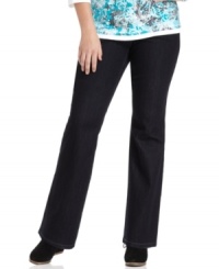 Slimming favorites: Style&co.'s plus size straight leg jeans, featuring a tummy control panel. Slimming favorites: Style&co.'s plus size straight leg jeans, featuring a tummy control panel.