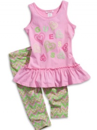 GUESS Kids Girls Little Girl Swing Tank with Flame Print , PINK (4) GUESS Kids Girls Little Girl Swing Tank with Flame Print , PINK (4)
