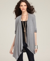 Style&co.'s long, draped cardigan easily adds a cozy-luxe look to your ensemble. Style&co.'s long, draped cardigan easily adds a cozy-luxe look to your ensemble.
