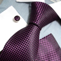 Black Checkered Woven Silk Tie Hanky Cufflinks Gift Box Set Black italian tie Pointe Tie PH1150