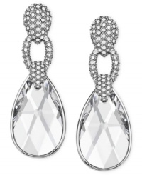 Make an elegant statement with the Selma pair of drop earrings from Swarovski. Crafted from rhodium-plated mixed metal, crystal pave accents bring luster to any affair. Approximate drop: 2-1/5 inches. Make an elegant statement with the Selma pair of drop earrings from Swarovski. Crafted from rhodium-plated mixed metal, crystal pave accents bring luster to any affair. Approximate drop: 2-1/5 inches.