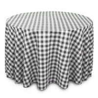 108 in. Round Polyester Tablecloth Black & White Checker