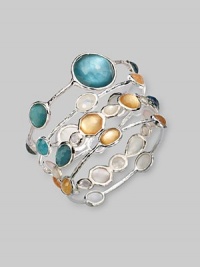 From the Wonderland Collection. Layered doublets in sophisticated shades with rich depth join faceted mother-of-pearl and radiant clear quartz in an elegant sterling silver bangle.Mother-of-pearl and clear quartzSterling silverDiameter, about 2½ImportedPlease note: Bracelets sold separately. From the Wonderland Collection. Layered doublets in sophisticated shades with rich depth join faceted mother-of-pearl and radiant clear quartz in an elegant sterling silver bangle.Mother-of-pearl and clear quartzSterling silverDiameter, about 2½ImportedPlease note: Bracelets sold separately.