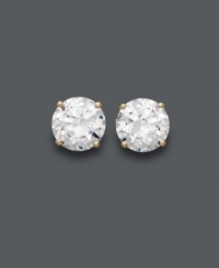 Every girl needs a little glamour. Arabella's polished stud earrings sparkle with the addition of round-cut Swarovski zirconias (3-1/2 ct. t.w.) set in 14k gold. Approximate diameter: 6-1/2 mm.