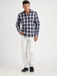 Cotton basic tailored in a freshly modern plaid statement.ButtonfrontCottonMachine washImported Cotton basic tailored in a freshly modern plaid statement.ButtonfrontCottonMachine washImported