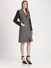 Power dressing in its finest form, this tailored, wool-rich coat has modern seaming, croc-print faux leather sleeves and a back vent for comfort. V-neckCroc-print faux leather sleevesSlash pocketsBack ventAbout 39 from shoulder to hem80% virgin wool/20% polyamideDry cleanImported of Italian fabricModel shown is 5'10 (177cm) wearing US size 2. Power dressing in its finest form, this tailored, wool-rich coat has modern seaming, croc-print faux leather sleeves and a back vent for comfort. V-neckCroc-print faux leather sleevesSlash pocketsBack ventAbout 39 from shoulder to hem80% virgin wool/20% polyamideDry cleanImported of Italian fabricModel shown is 5'10 (177cm) wearing US size 2.