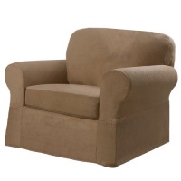 Maytex Mills 2-Piece Maggie Stretch Slipcover for Chair, Stone Maytex Mills 2-Piece Maggie Stretch Slipcover for Chair, Stone